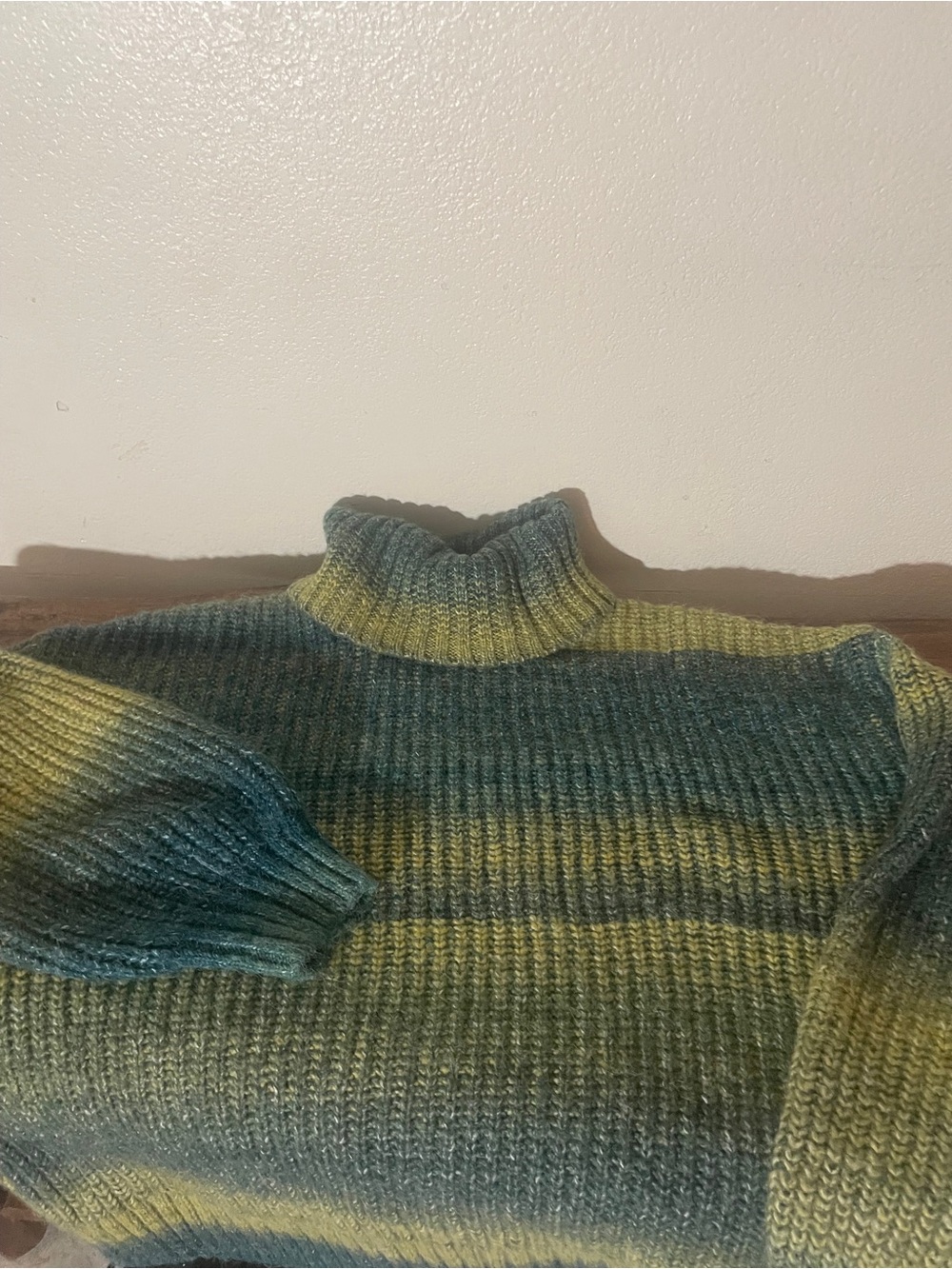Old Navy Chunky Knit Turtleneck Sweater Large Green Brushed Halo Oversized Cozy - Picture 6 of 11